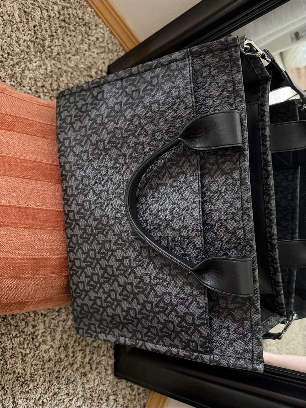 DKNY Black and Charcoal Logo Tote